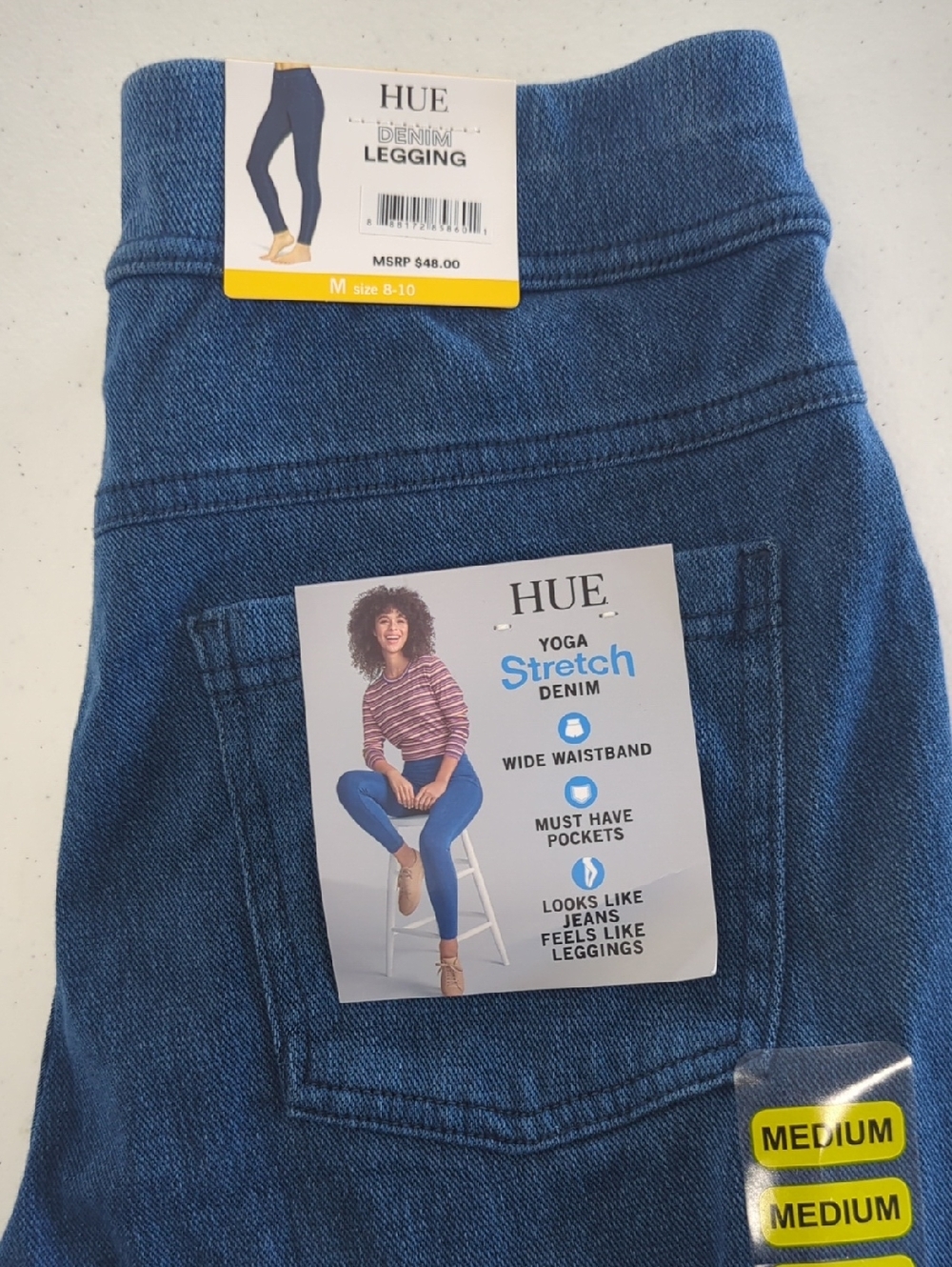 HUE Denim Yoga Stretch Leggings in Blue